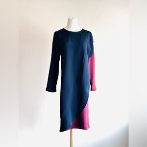 Zero + Maria Cornejo silk Navy and Burgundy shift dress 2